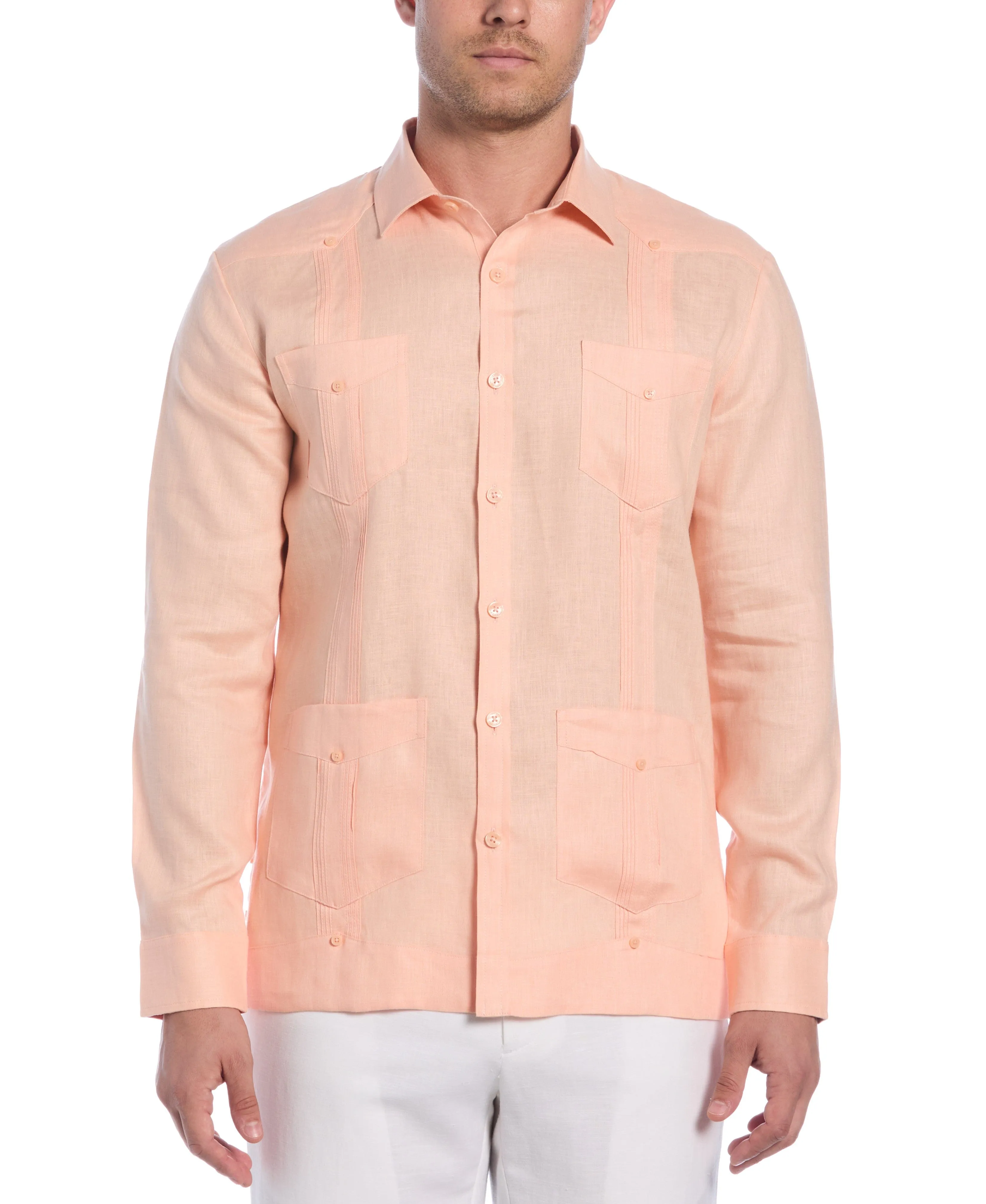 100% Linen Classic Guayabera Shirt - Long Sleeve