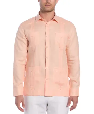 100% Linen Classic Guayabera Shirt - Long Sleeve