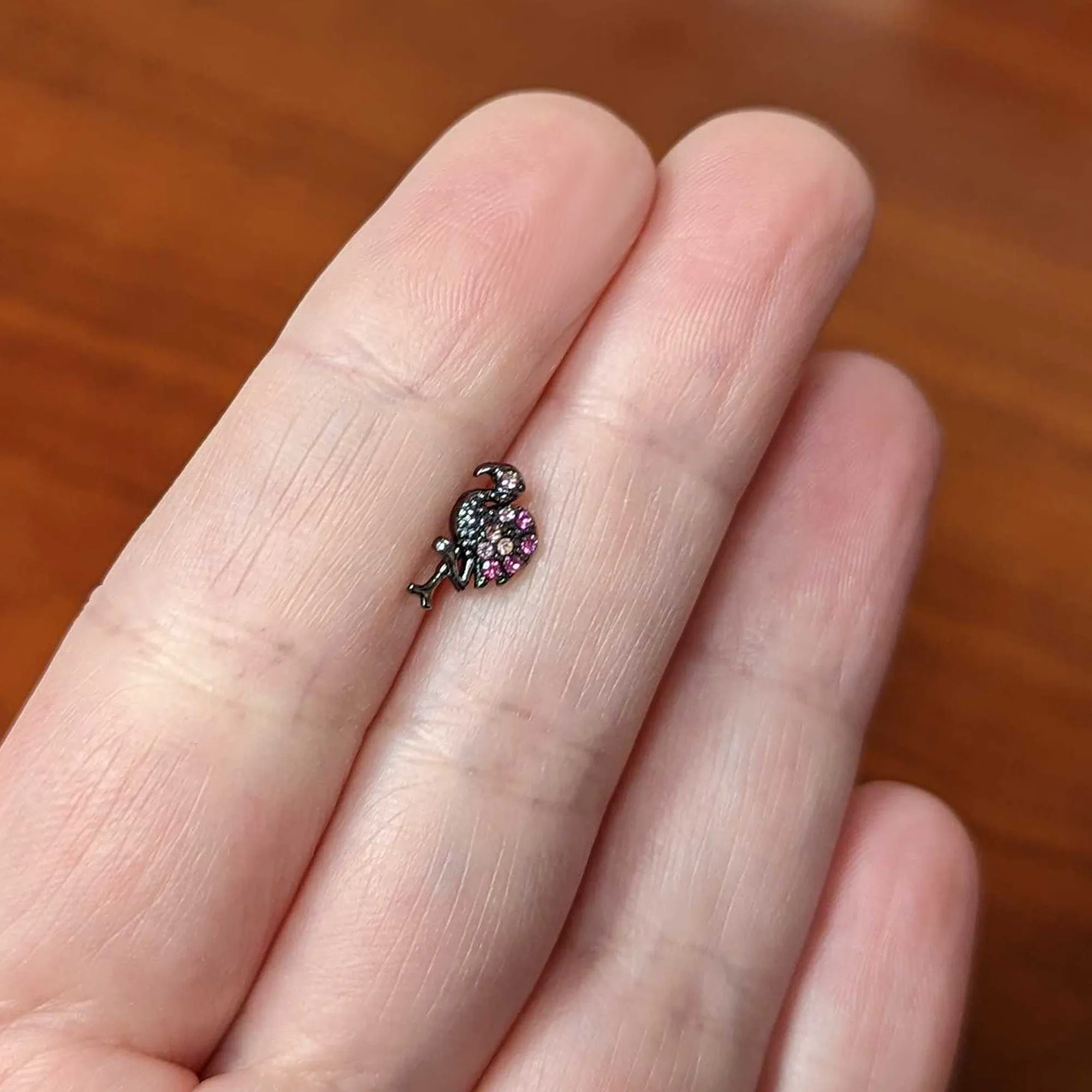 16 Gauge 5/16 Pink Gem Black Fashion Flamingo Labret Monroe Tragus