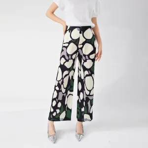 2025 counter wide-leg pants summer women's drape sense design sense niche printing fashion Popular style versatile straight casual pants