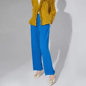 2025 Folded wide-leg pants women's high waist drape  autumn new Miyake loose straight pants casual solid color trousers