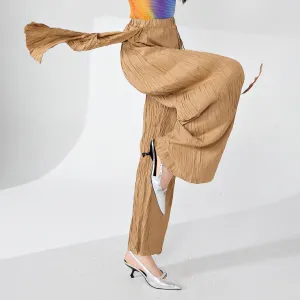 2025 Miyake women's pants summer women's pants thin design sense niche streamer drape high sense light straight casual pants