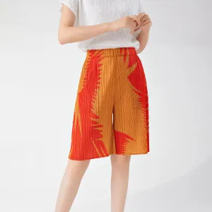 2025 shorts casual women's pants summer women's new printed high-end counter versatile straight-leg pants five-point pants