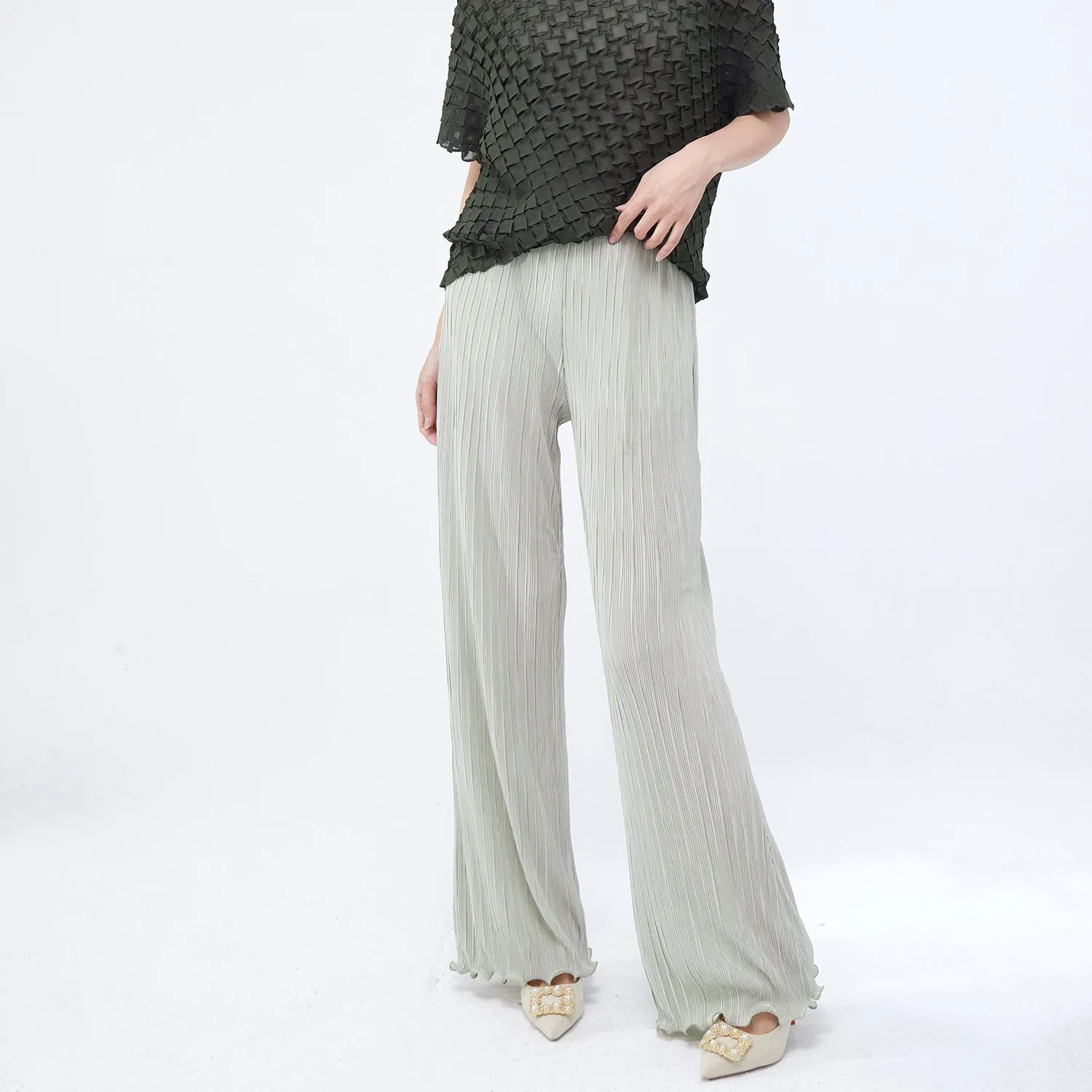 2025 straight-leg pants drape high sense  spring and summer new elastic waist flared pants temperament versatile casual pants
