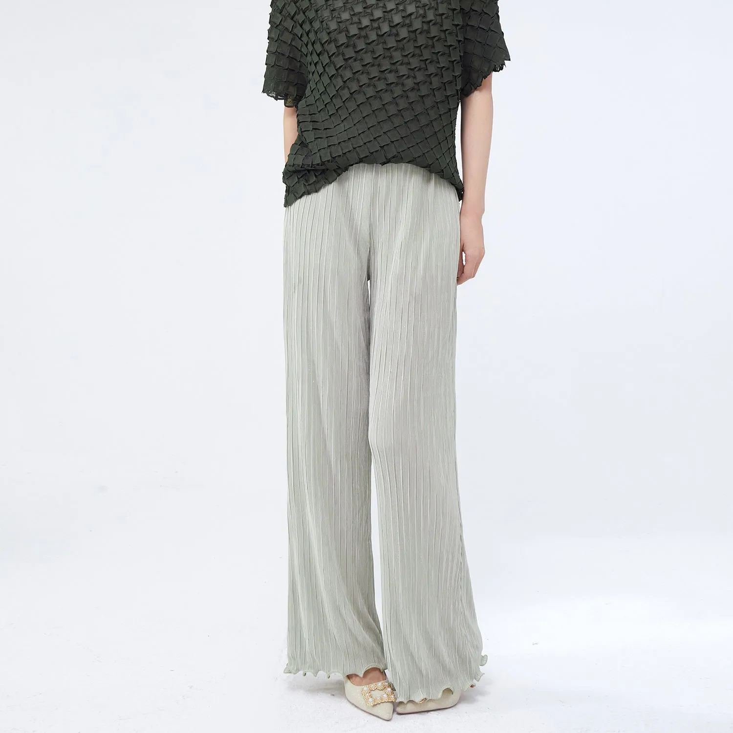 2025 straight-leg pants drape high sense  spring and summer new elastic waist flared pants temperament versatile casual pants