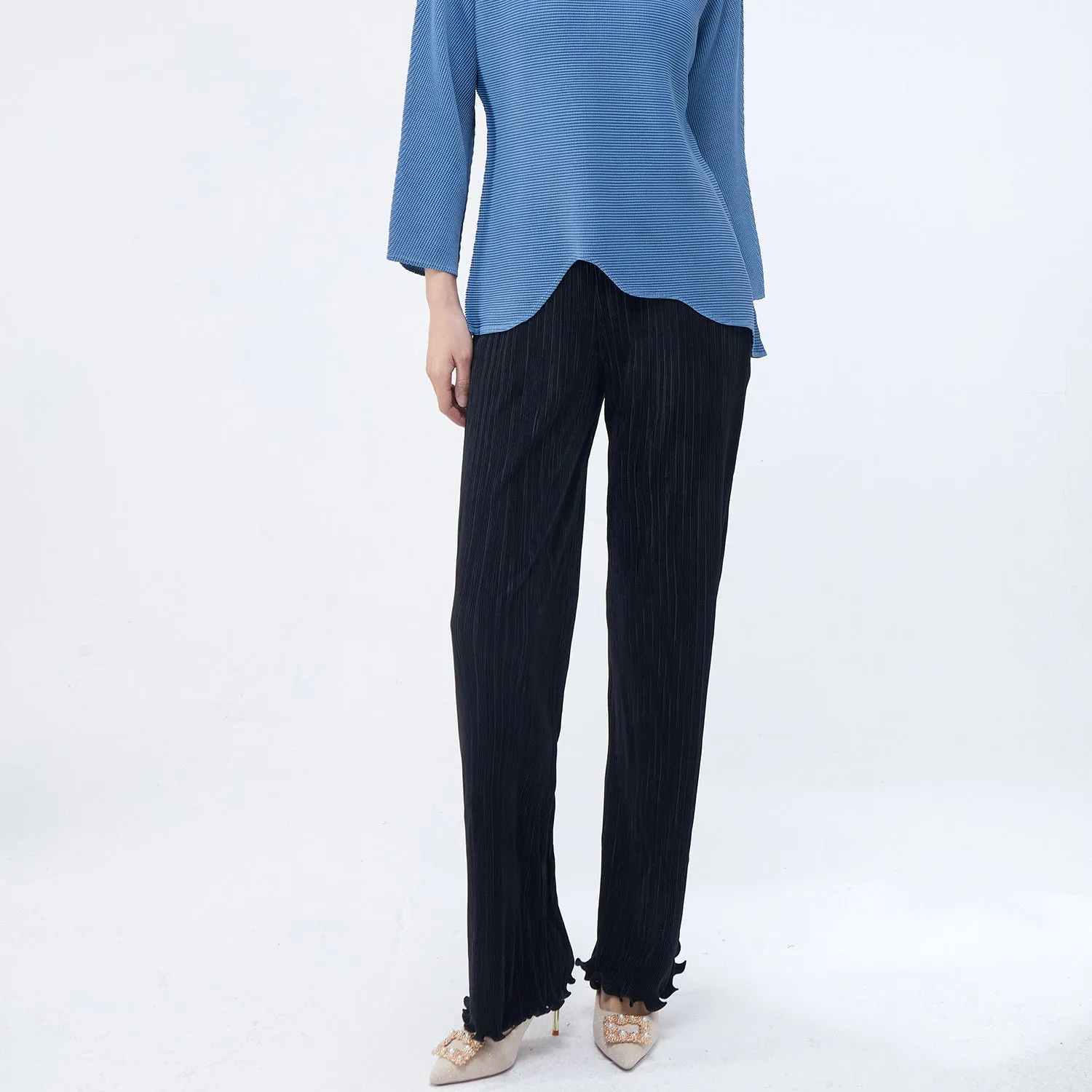 2025 straight-leg pants drape high sense  spring and summer new elastic waist flared pants temperament versatile casual pants