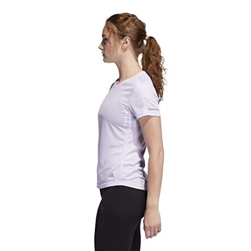adidas Women's Run 3-Stripes Tee Purple Tint Medium