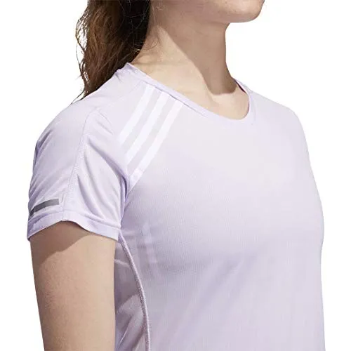 adidas Women's Run 3-Stripes Tee Purple Tint Medium