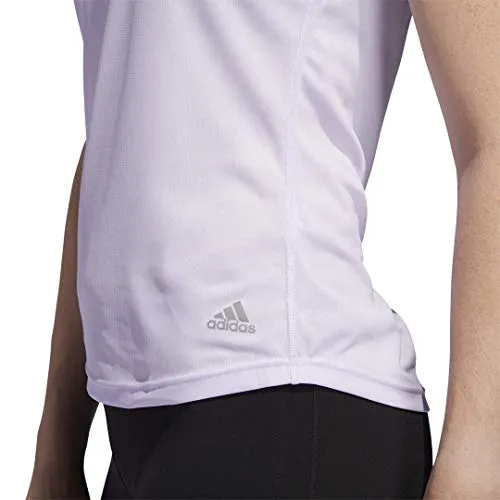 adidas Women's Run 3-Stripes Tee Purple Tint Medium