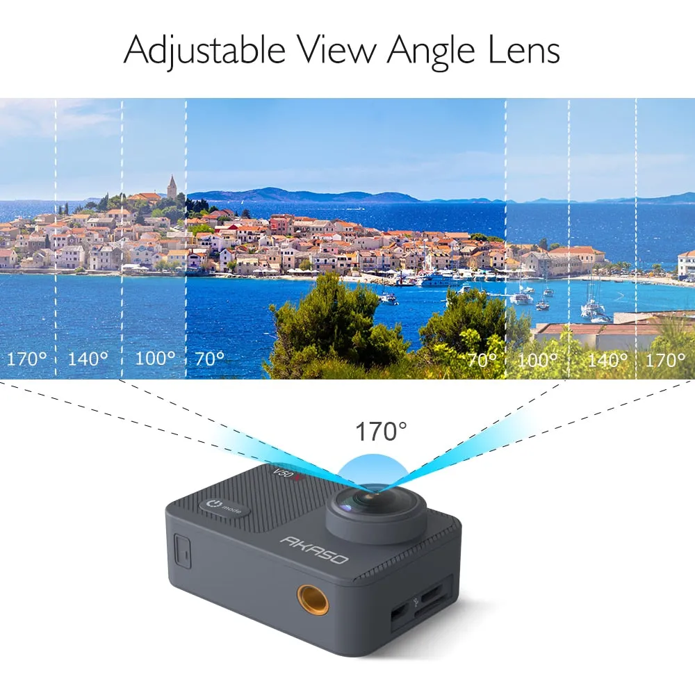 AKASO V50X Native 4K/30fps WiFi Action Camera with 2'' EIS Touch Screen 131 Feet Waterproof Camera Remote Control Sports Camera