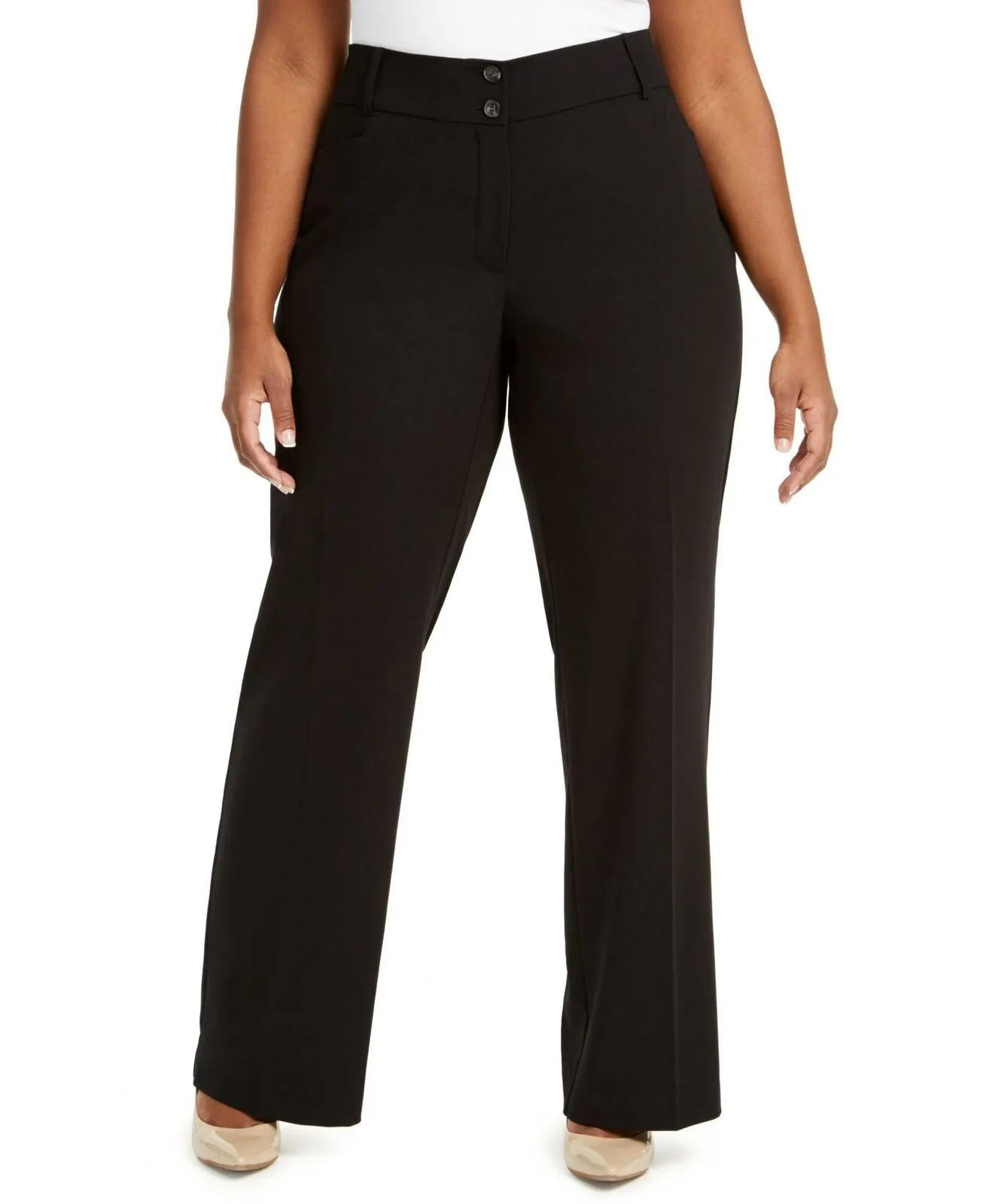 Alfani Curvy-Fit Tummy Control Slimming Bootcut Pants Black Plus 14W