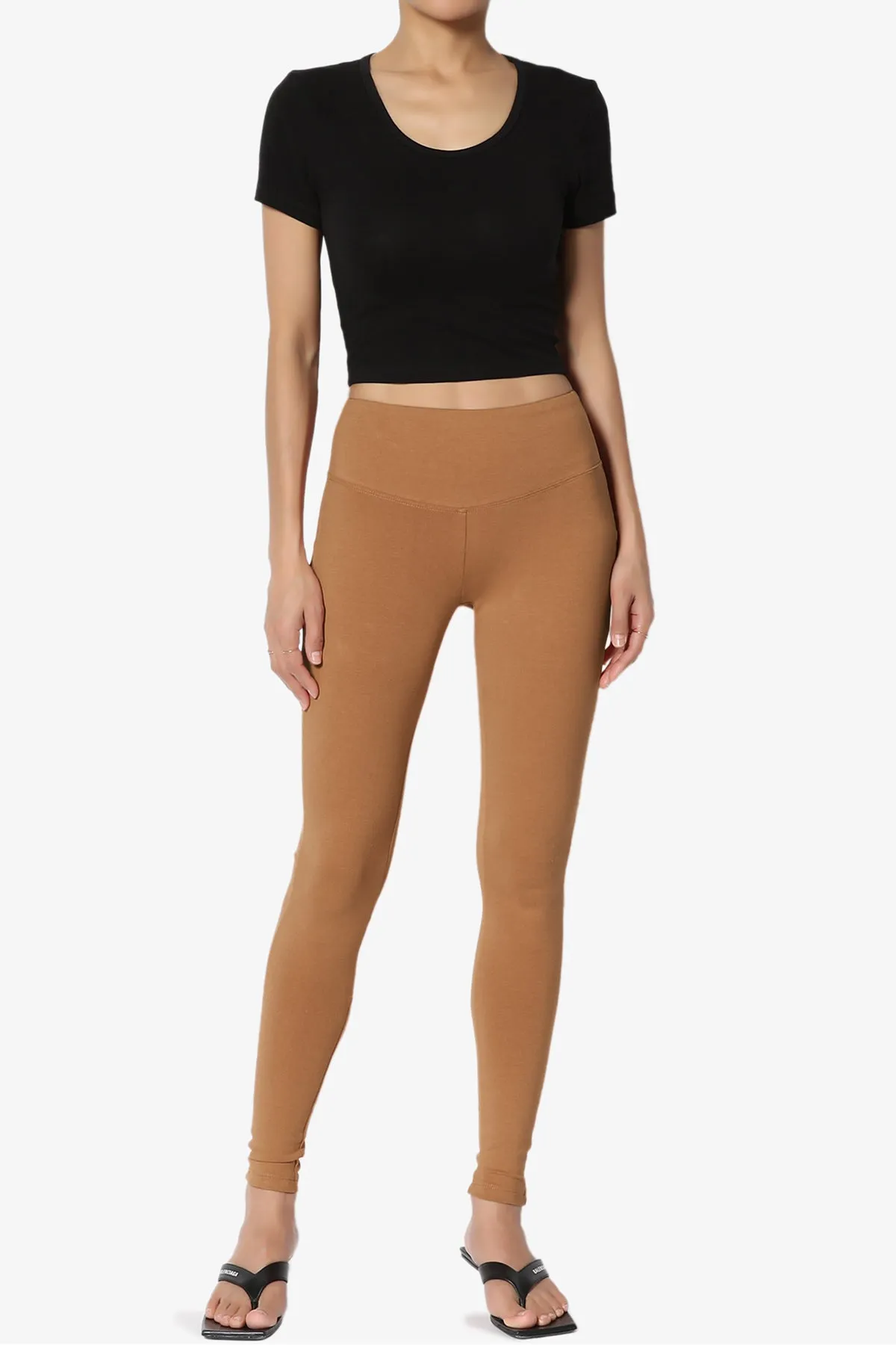 Ansley Cotton Wide Waistband Ankle Leggings PLUS
