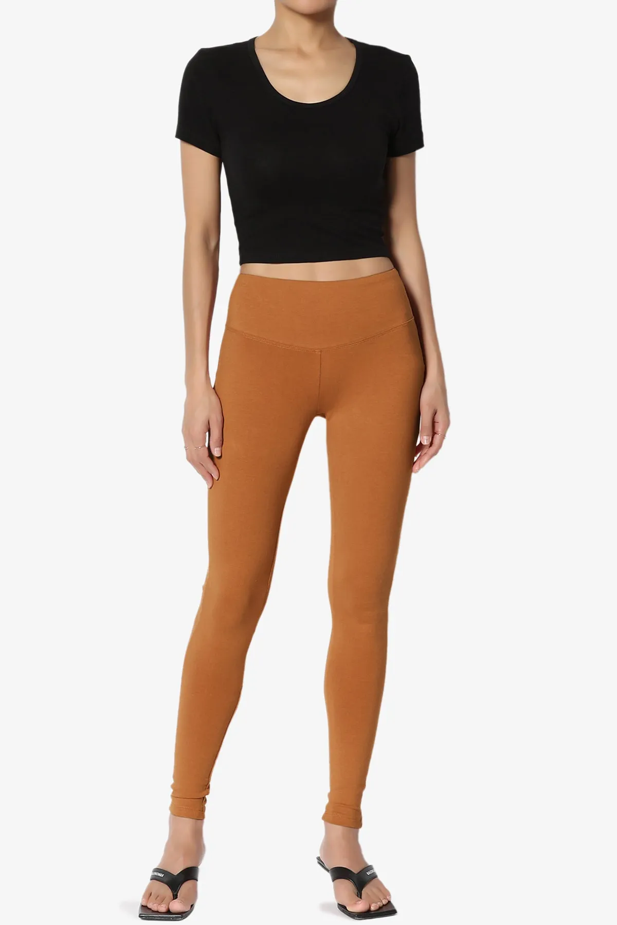 Ansley Cotton Wide Waistband Ankle Leggings PLUS