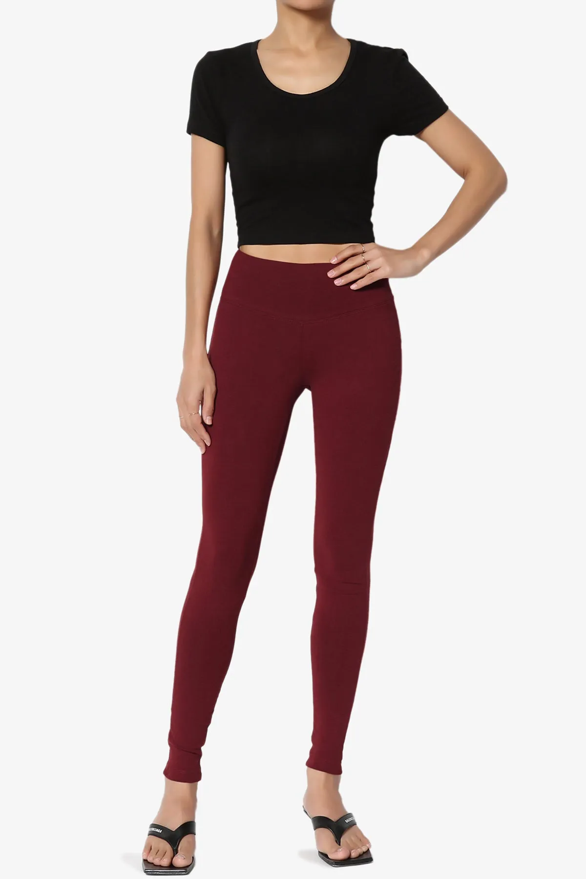 Ansley Cotton Wide Waistband Ankle Leggings PLUS