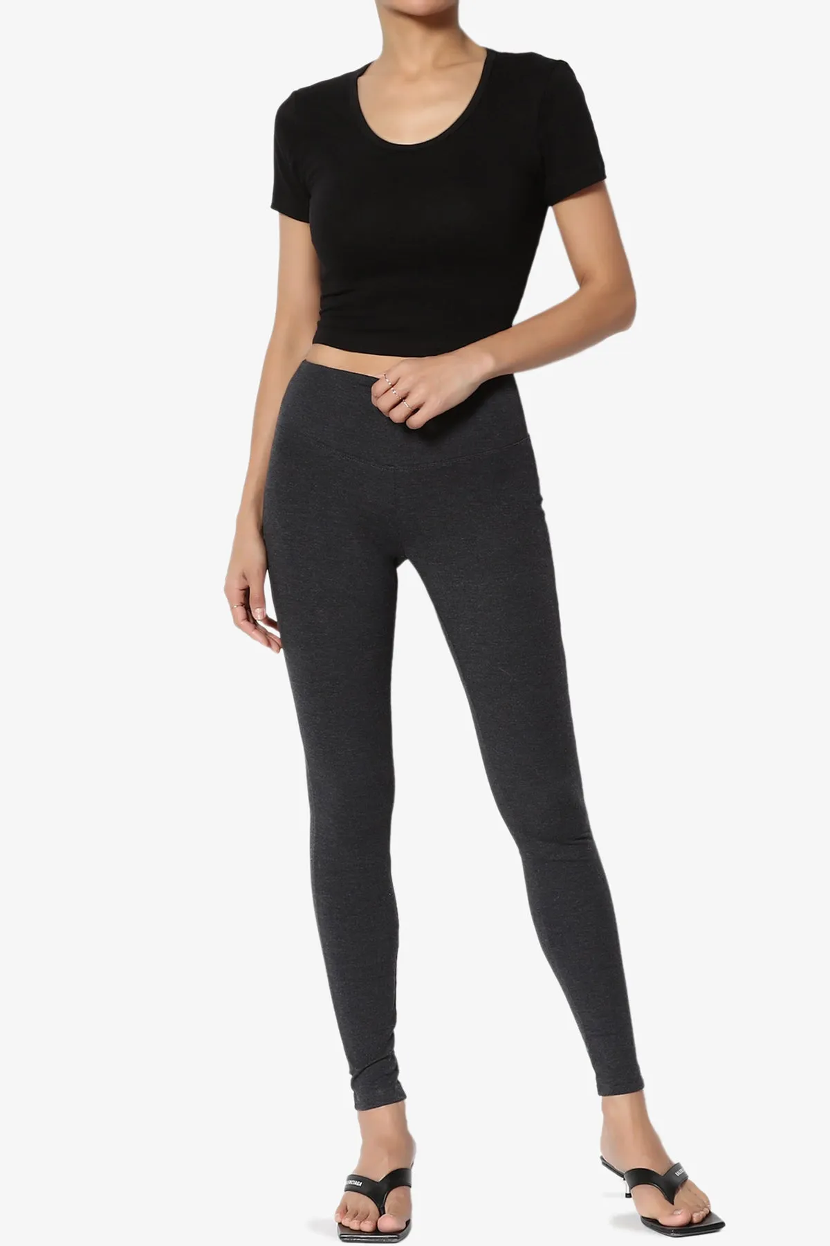 Ansley Cotton Wide Waistband Ankle Leggings PLUS