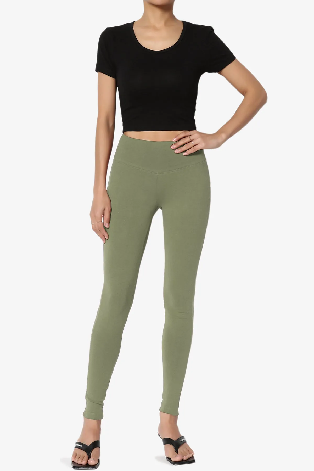 Ansley Cotton Wide Waistband Ankle Leggings PLUS