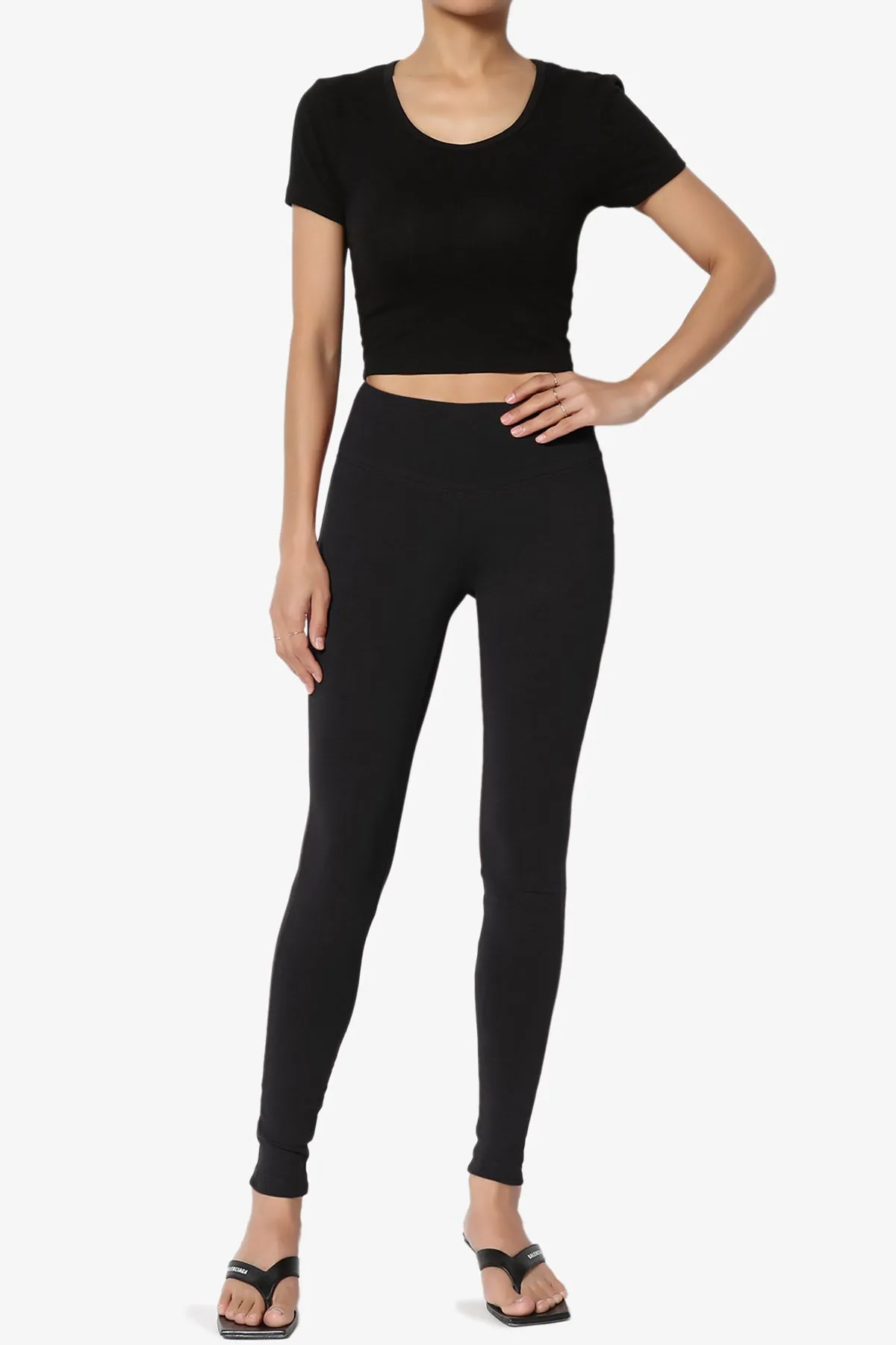 Ansley Cotton Wide Waistband Ankle Leggings PLUS