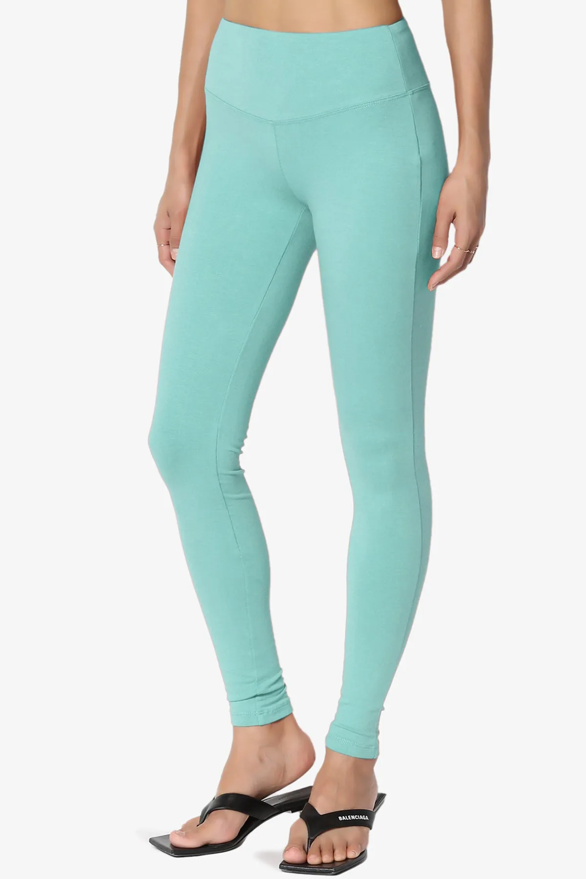 Ansley Cotton Wide Waistband Ankle Leggings PLUS