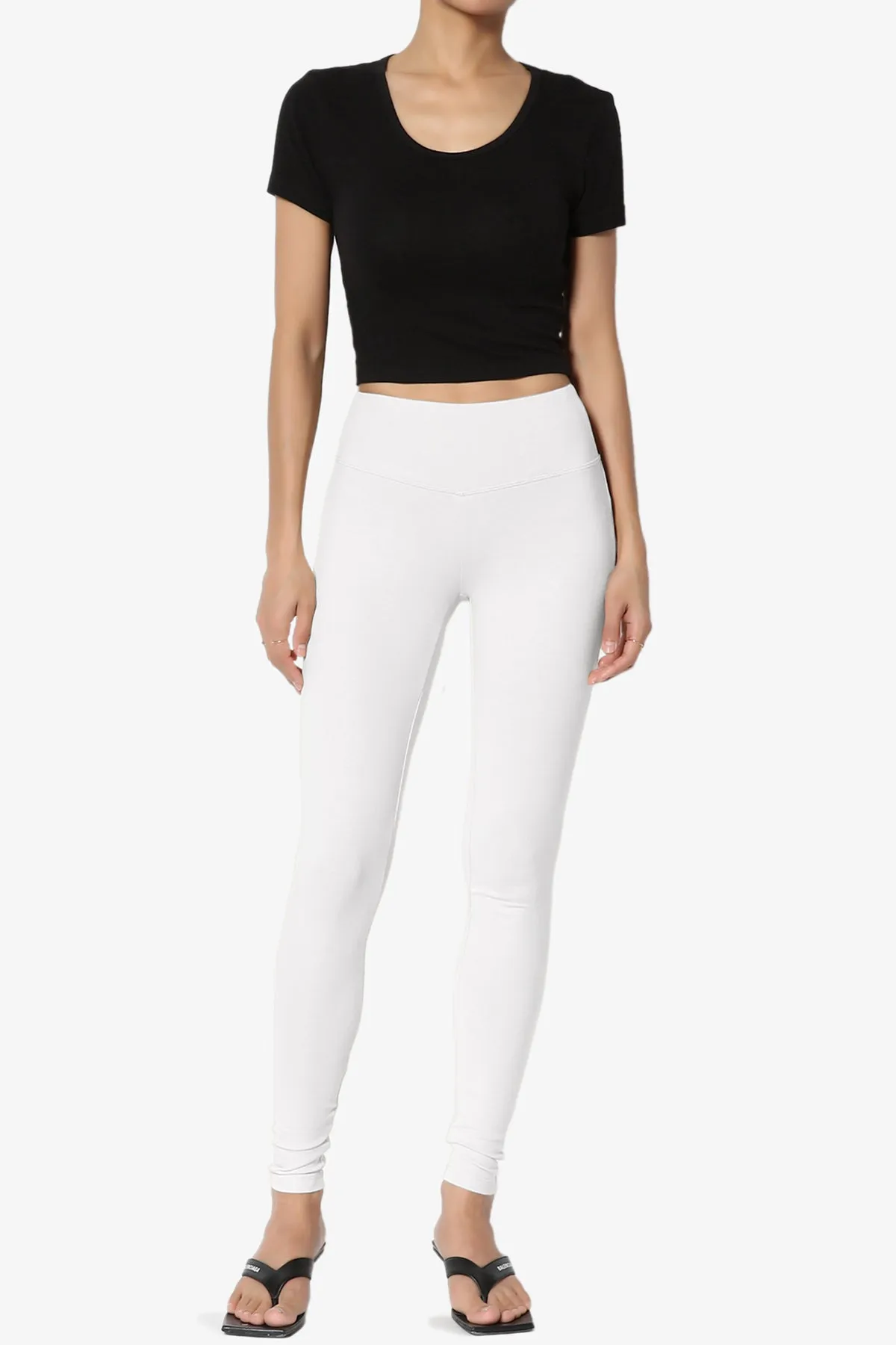 Ansley Cotton Wide Waistband Ankle Leggings PLUS