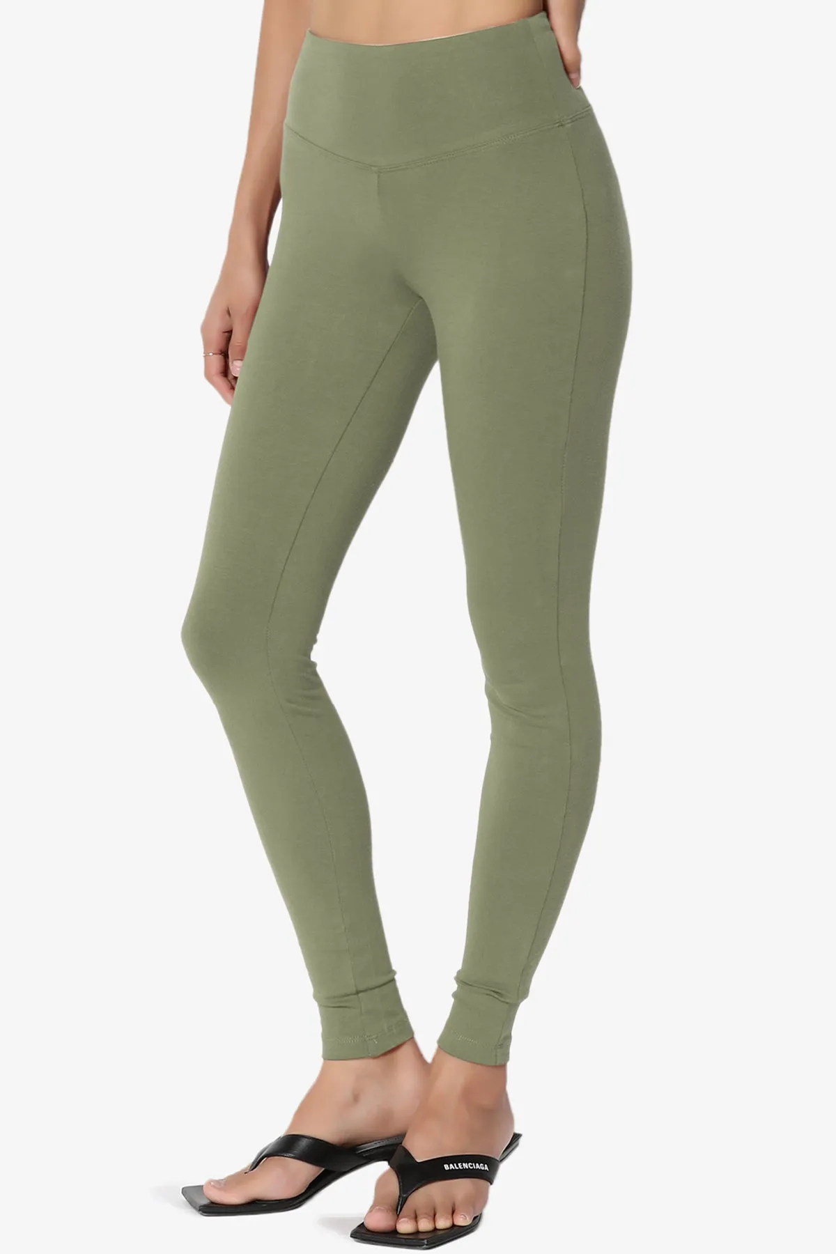 Ansley Cotton Wide Waistband Ankle Leggings PLUS