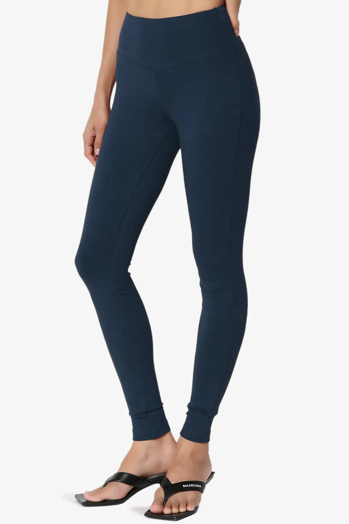 Ansley Cotton Wide Waistband Ankle Leggings PLUS