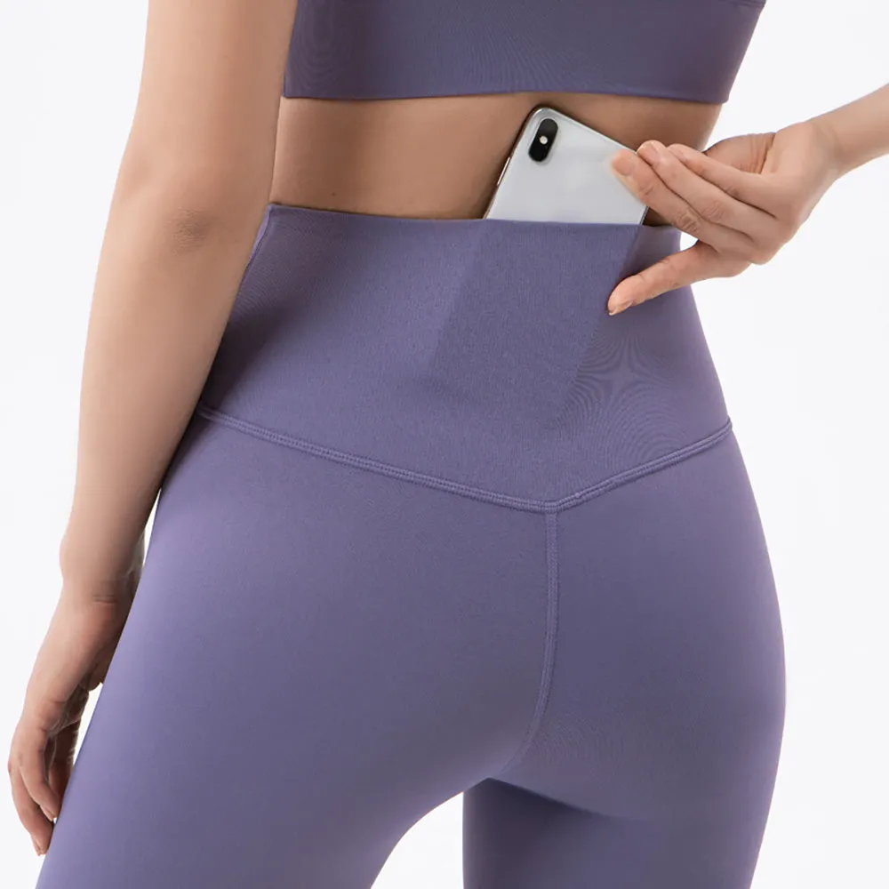 ANYCHIC Leggings Almond Cream Pants Gym Tights Sports Fitness Pants Push Up High Waist Hip Lifting For Women