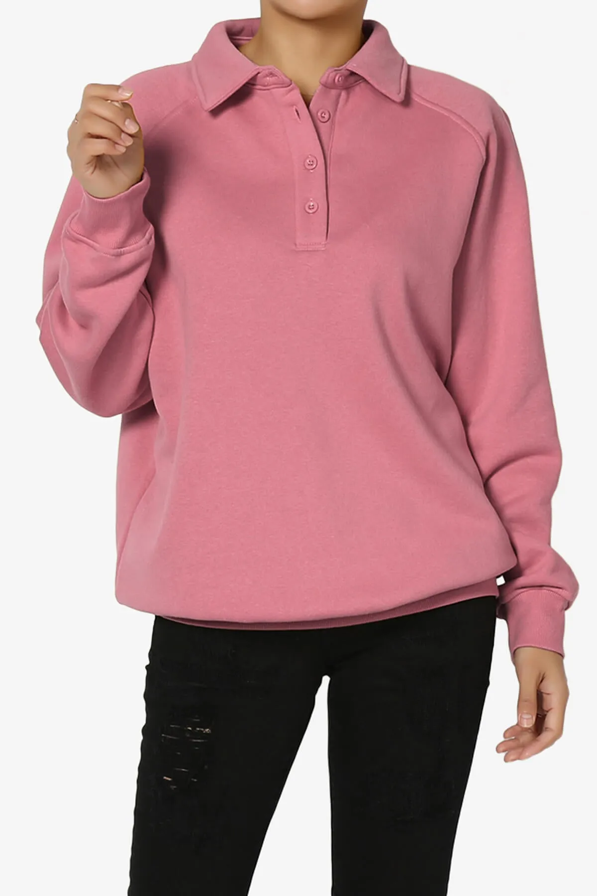 Avianna Oversized Fleece Polo Sweatshirt