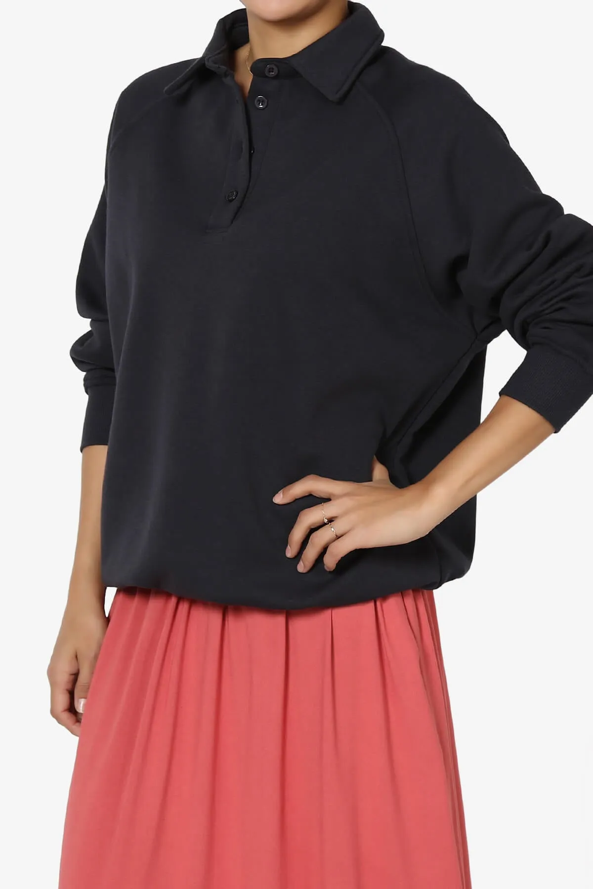 Avianna Oversized Fleece Polo Sweatshirt
