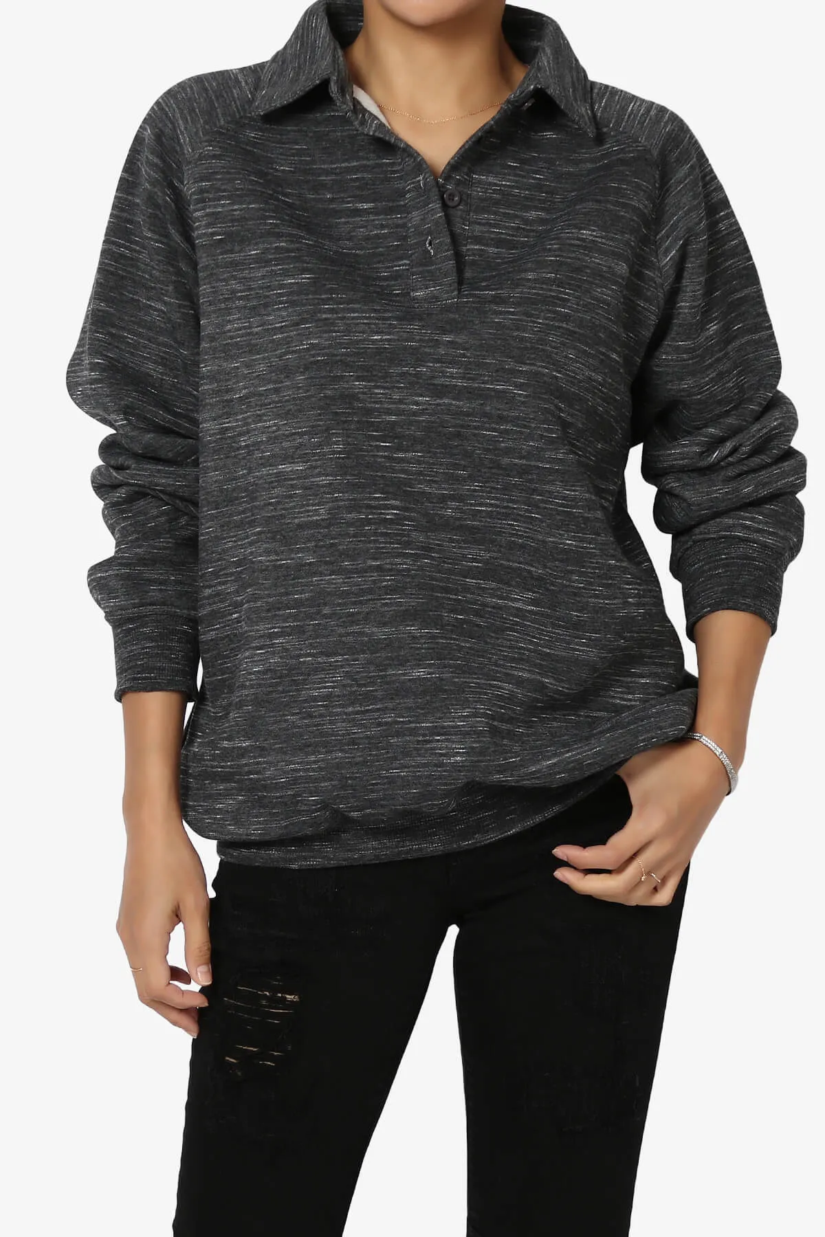 Avianna Oversized Fleece Polo Sweatshirt