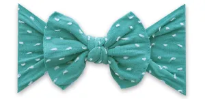 Baby Bling Teal Shabby Dot Patterned Knot Headband