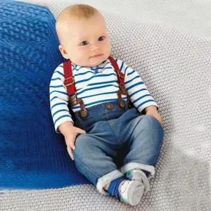 Baby Boy Long Sleeve T-shirt  Jeans Bib Pants Overall Outfit Clothes Set 2 Pcs S01
