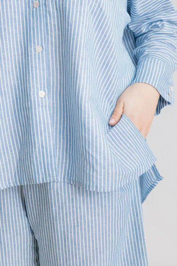 Bardot Linen Pant - Indigo Stripe