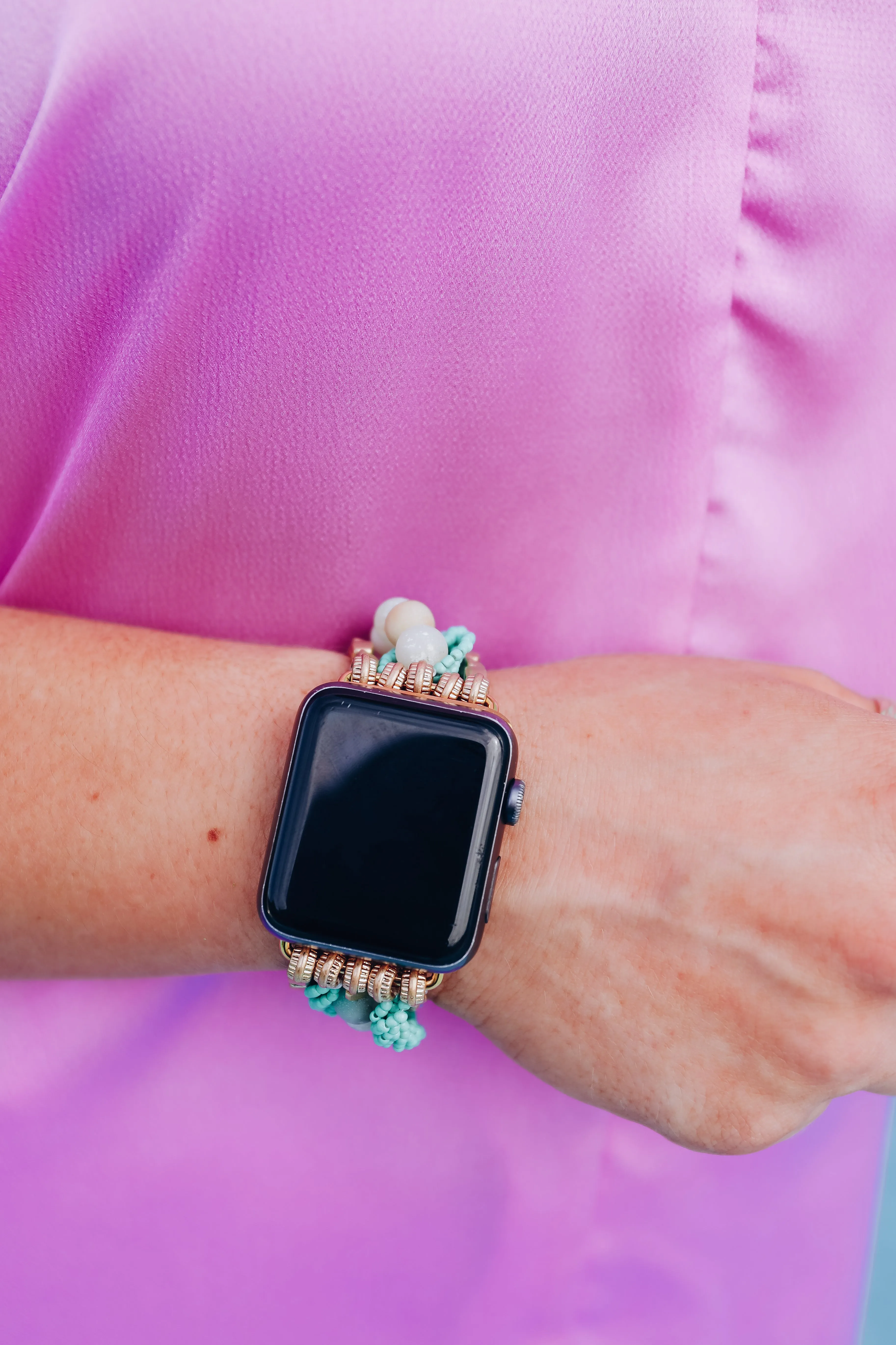 Beads & Bling SmartWatch Band- Gold/Turquoise 38-44