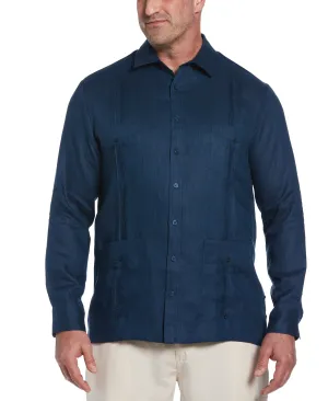 Big & Tall 100% Linen Classic Guayabera Shirt - Long Sleeve