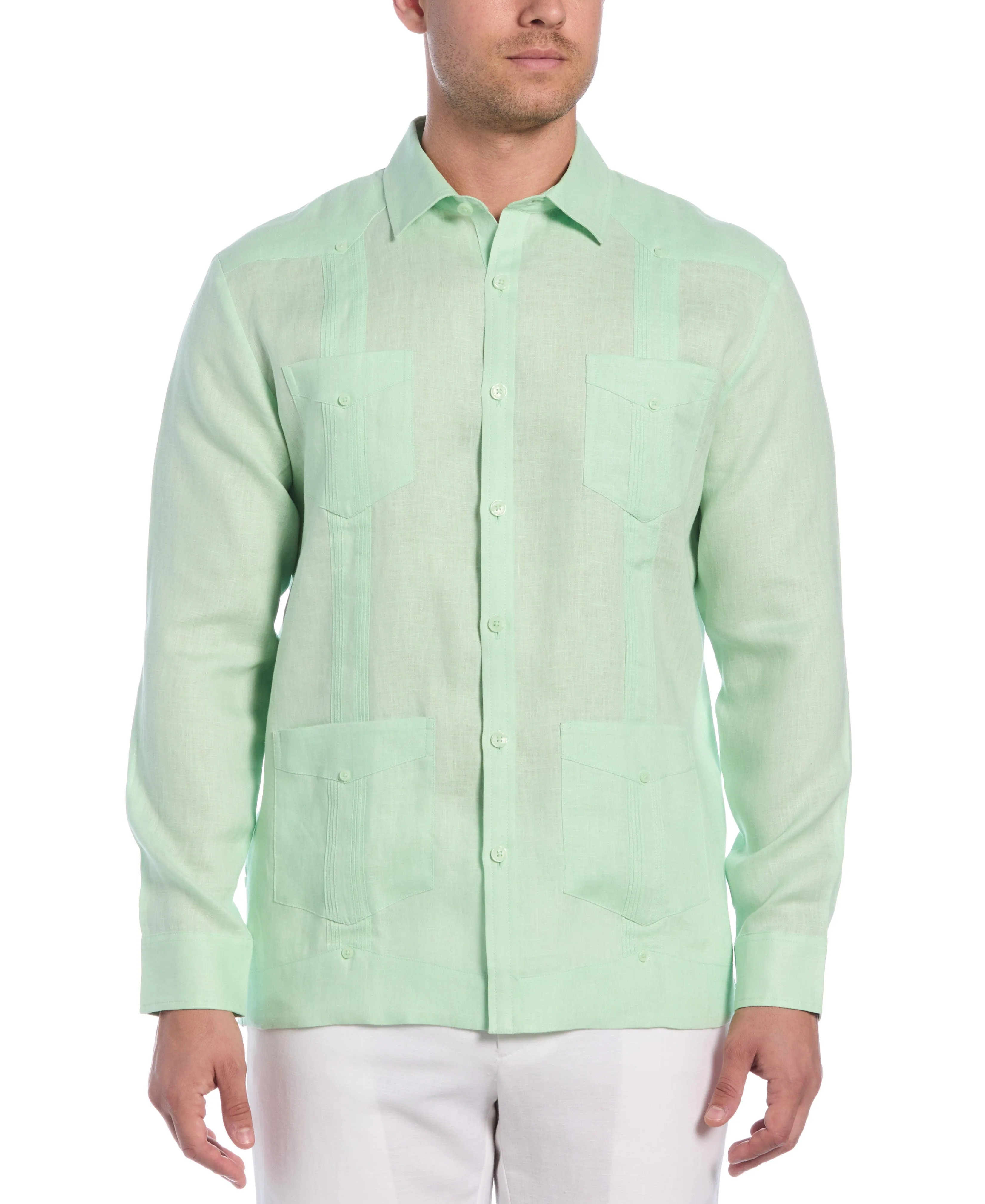 Big & Tall 100% Linen Classic Guayabera Shirt - Long Sleeve