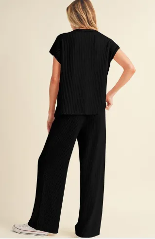 Black Corded Pants Set