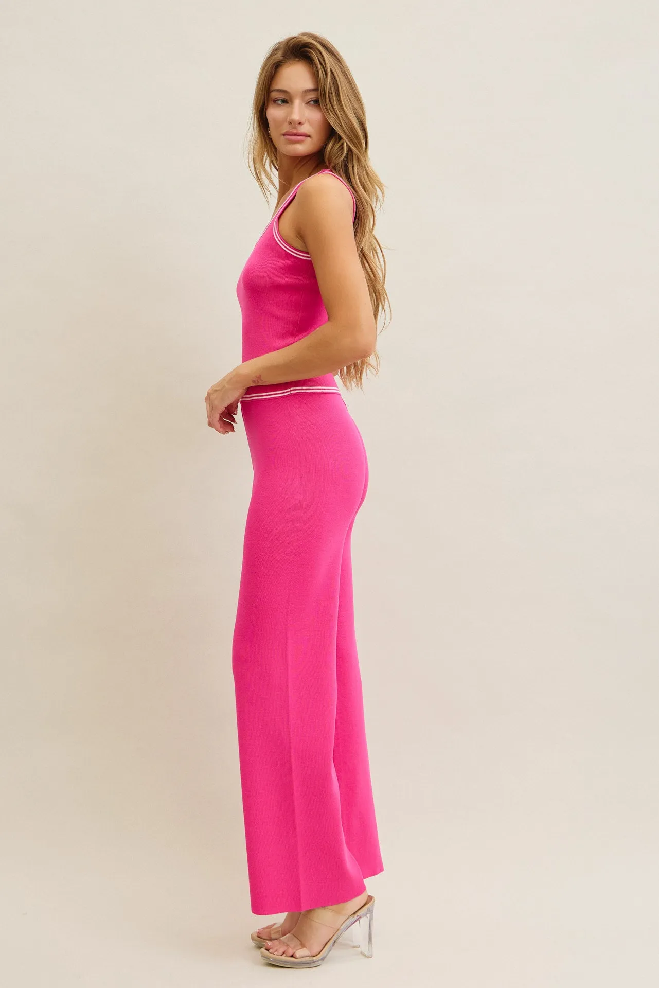 Blooming Borders Knit Sleeveless Top and Pants Set