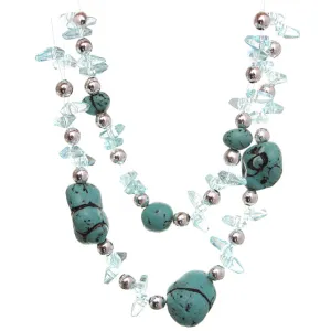 Blue Beaded Illusion Invisible Necklace Set