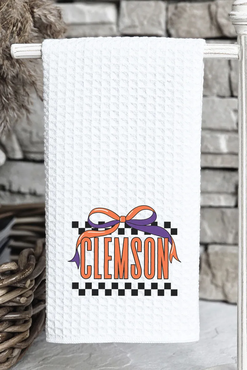Bow Clemson Check Waffle Kitchen Towel