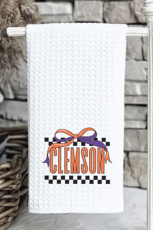 Bow Clemson Check Waffle Kitchen Towel