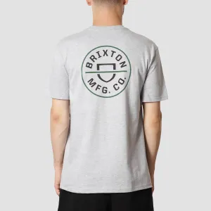 Brixton Crest II T-Shirt Heather Grey/Washed Black/Pine