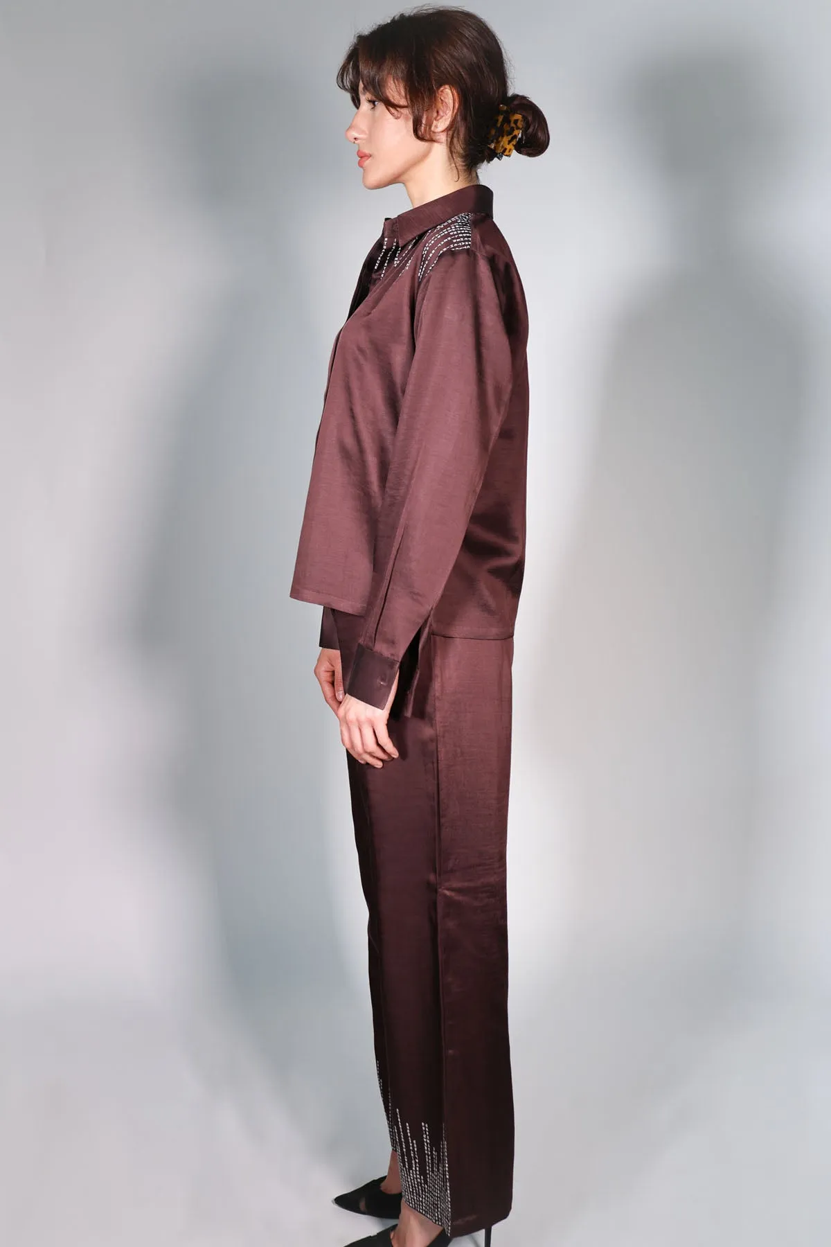 Brown Embroidered Shirt & Pants