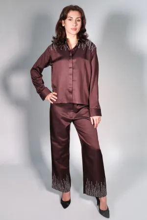 Brown Embroidered Shirt & Pants
