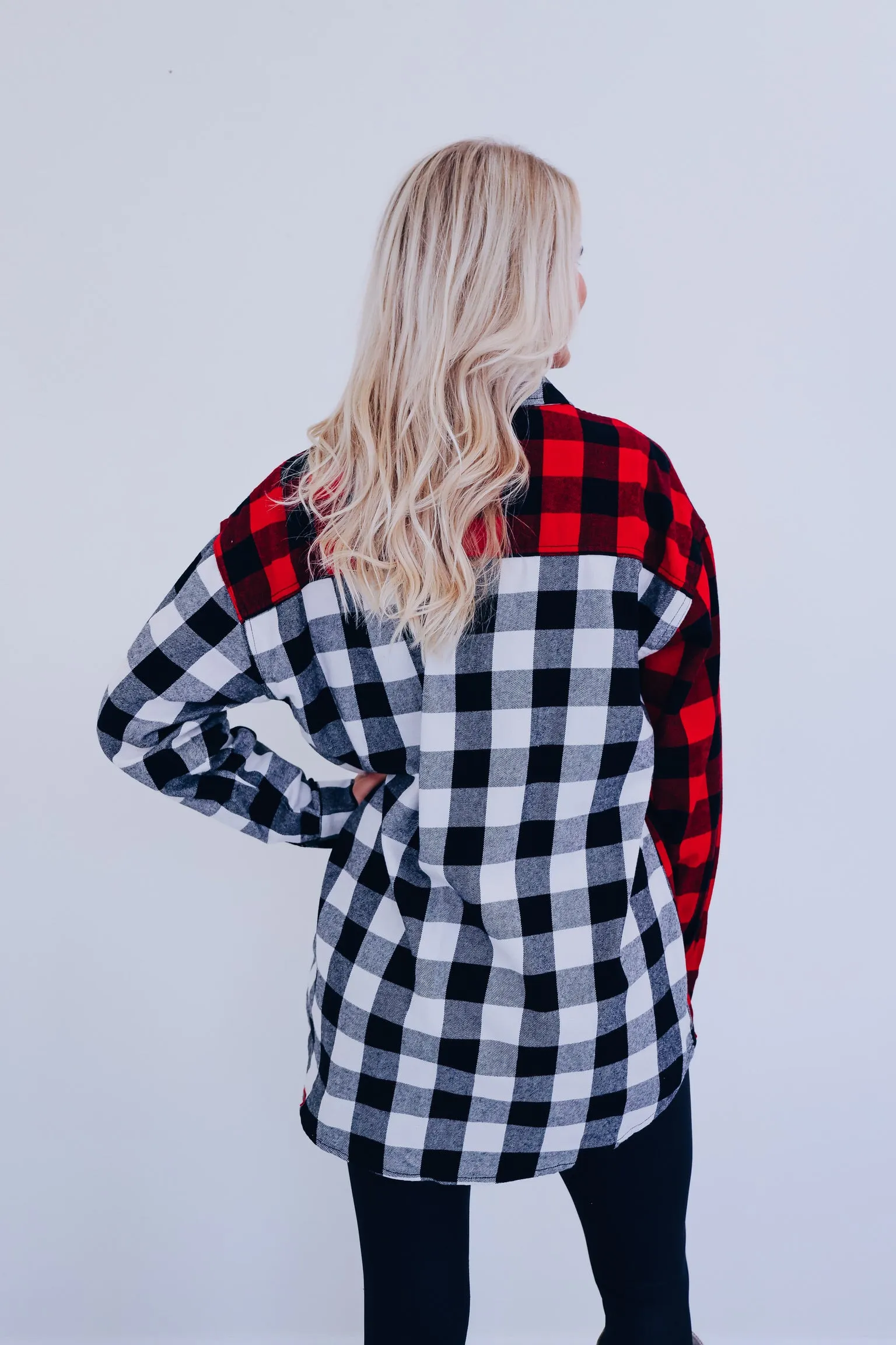Buffalo Check Color Block Oversized Shirt
