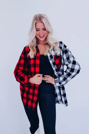 Buffalo Check Color Block Oversized Shirt
