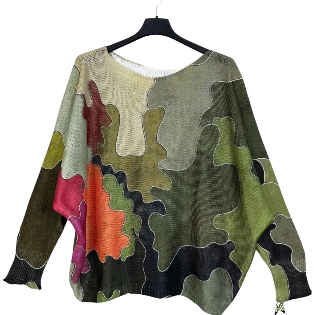 Camo Style Printed Sweater