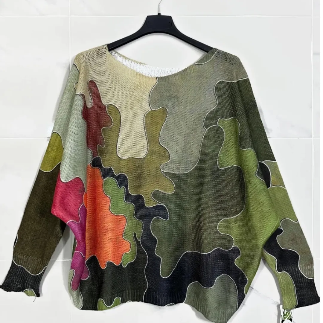 Camo Style Printed Sweater