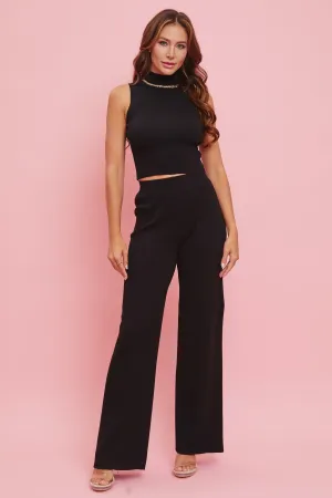 Chain Detail Top and Pants Set