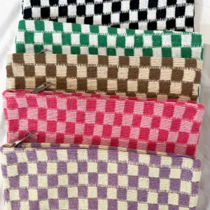 Checkered Makeup Pouch