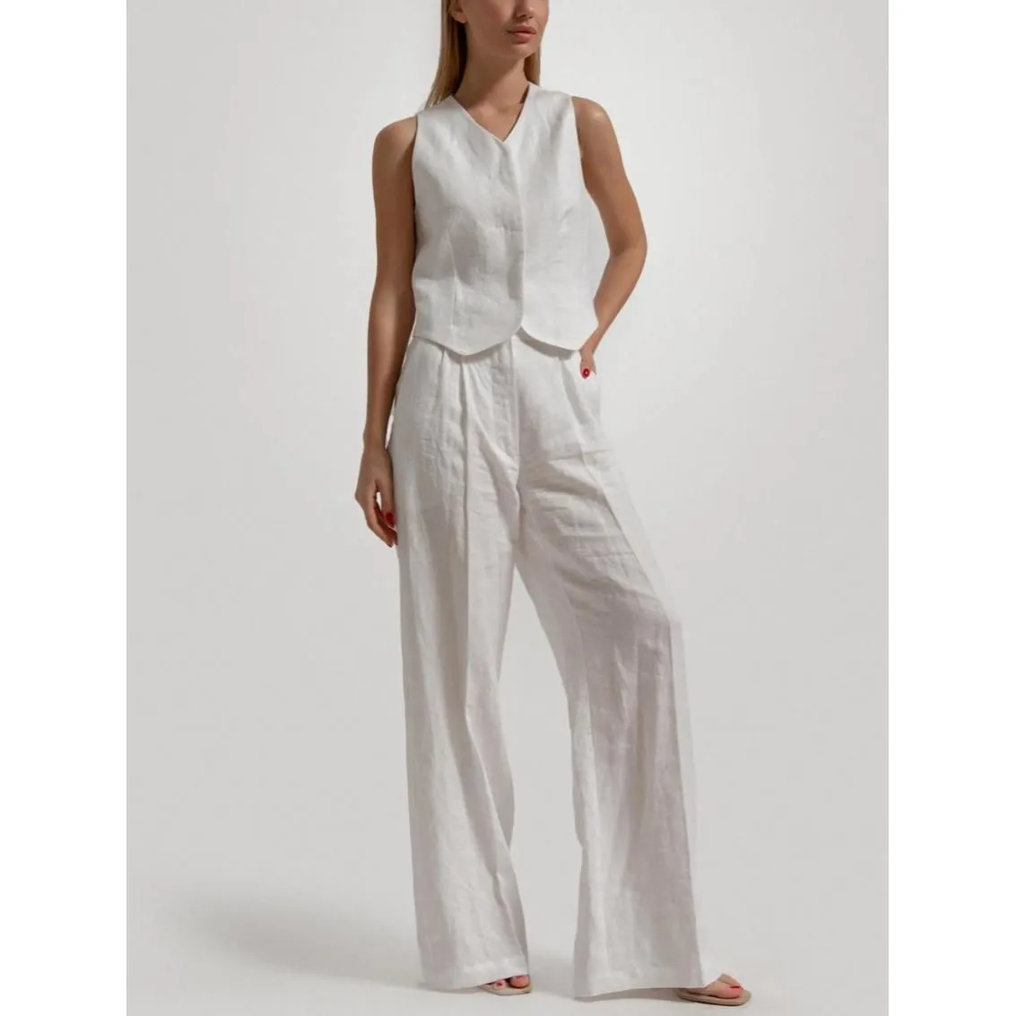 Chic Cotton Linen Summer Vest & Pants Set for Women